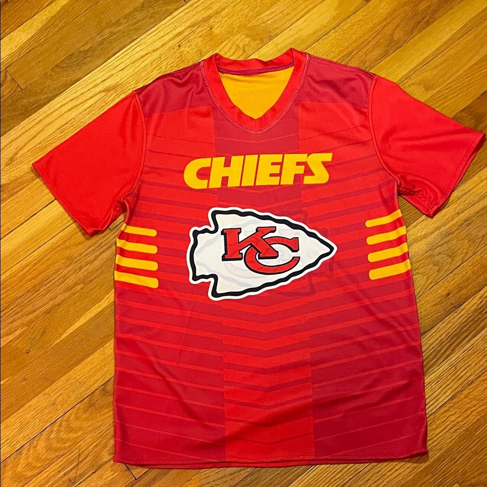NFL KC CHIEFS Reversible Flag Football Athletic Sporty Fan T-Shirt Polyester